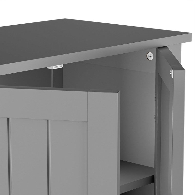 Wooden 2 Door Bathroom Cabinet Storage with 3 Shelves Free Standing 31.5" H, Gra5
