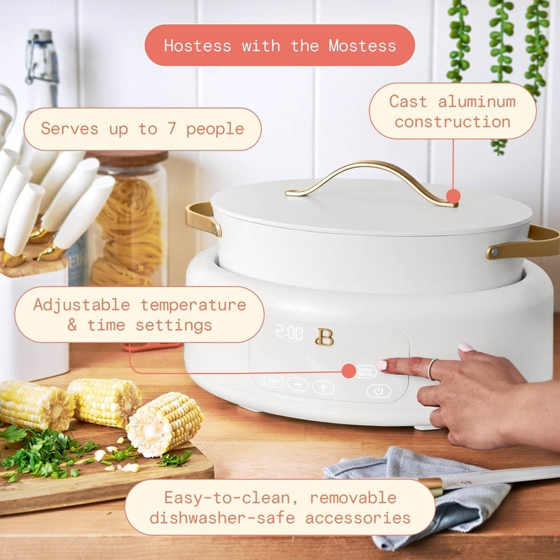 10 in 1, 6 Qt Electric Multi Cooker, White Icing by Drew Barrymore6