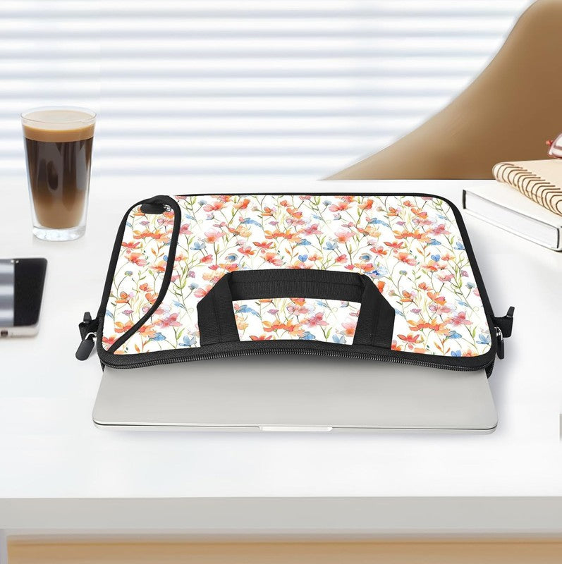 14 15.6 Laptop Sleeve Bag Flowers Neoprene Carry Case w/ Handle Pocket2
