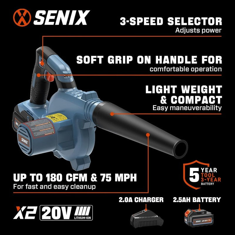 20V Cordless Leaf Blower, Electric Blowers with Brushless Motor, 3 Variable Spee1