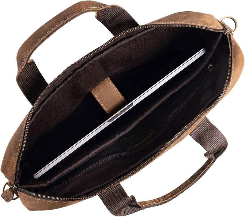 Leather Briefcase 18 Inch Laptop Messenger Bags for Men and Women Best Office Br2