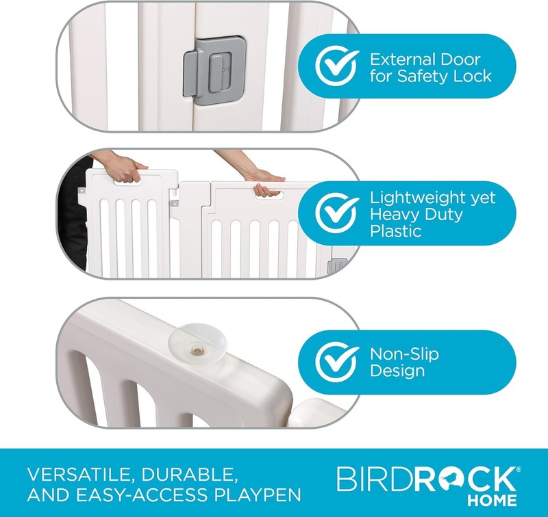 8 Panel Dog Playpen w/Door 25.6in Plastic Puppy Pet Fence Indoor Outdoor White6