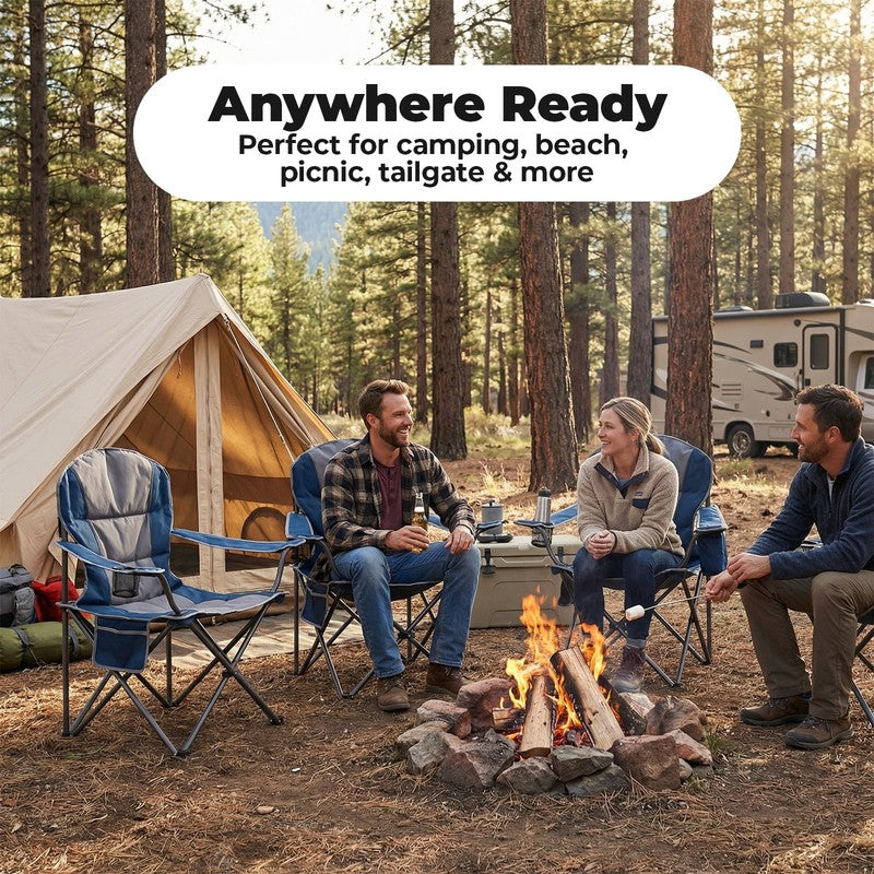 Oversized Camping Folding Chair 500Lbs Heavy Duty with Cooler Cup Holder6