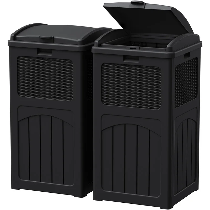 Durable 36 Gallon Plastic Kitchen Trash Can - Set of 2 for Home Use9