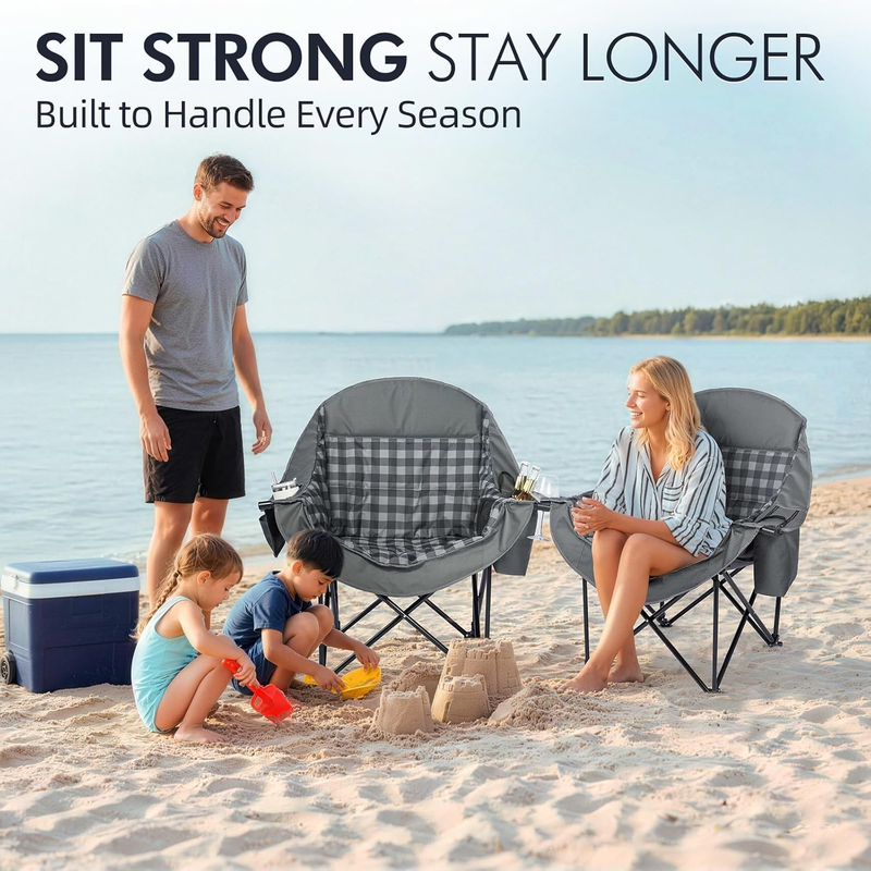 Oversized Camping Chair 2PK Heavy Duty Padded XL Outdoor Folding Lawn Chair5