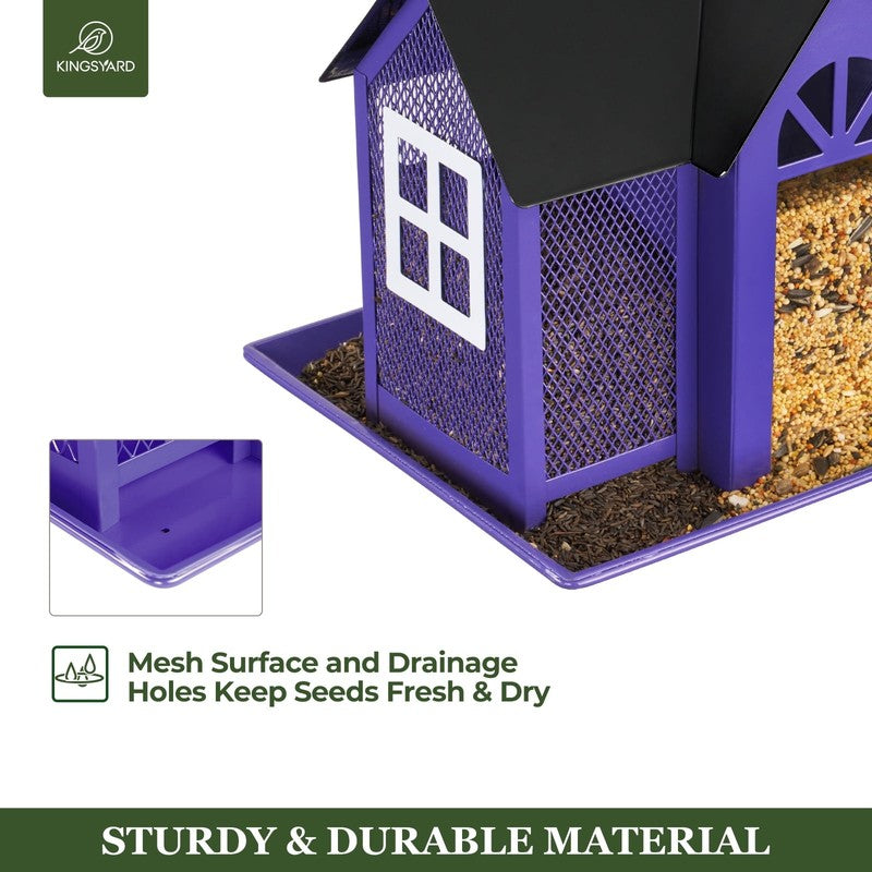 Purple Metal Weatherproof Bird Feeder House, Triple Feeders for Finch & Cardinal4