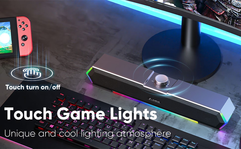 USB C Computer Speakers for Desktop PC Laptop Touch Lights Clear Sound USB8