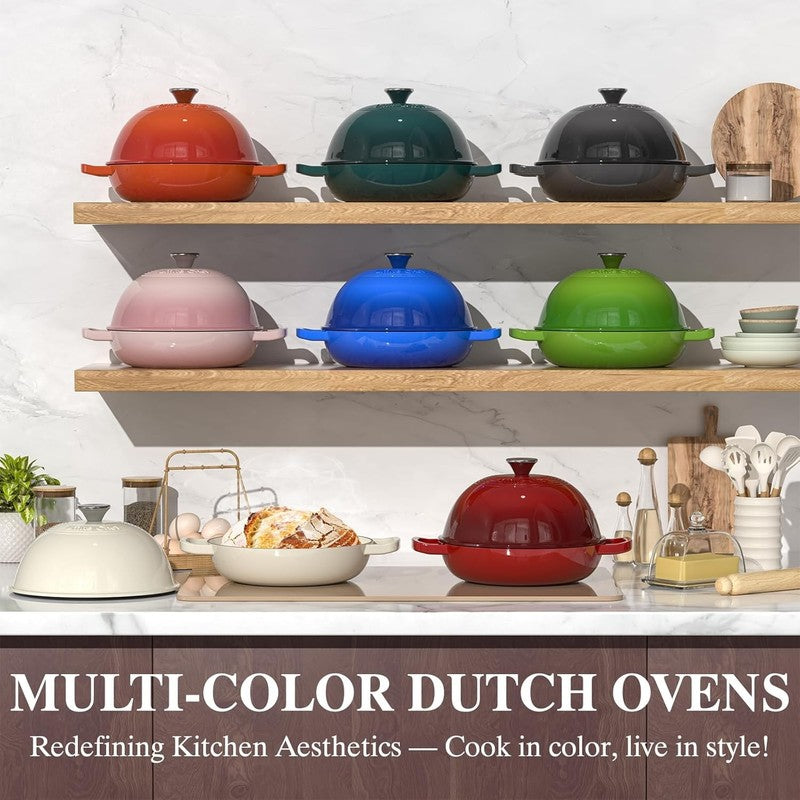 6QT Cast Iron Dutch Oven w/ Lid Sourdough Baking Red Pot6