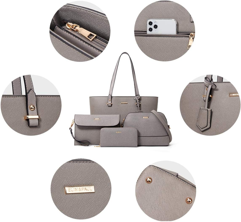 Women Fashion Synthetic Leather Handbag Set 4PCS Tote Shoulder Satchel Purse2