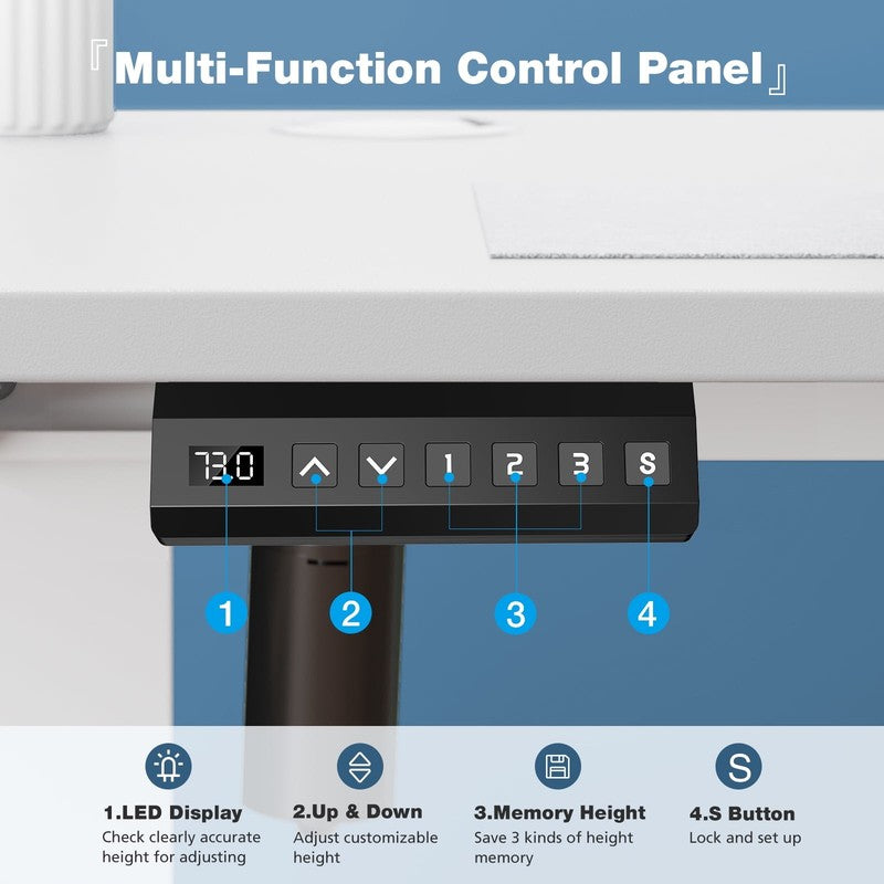 48x24in Electric Height Adjustable Standing Desk Memory T Shaped Home Office6