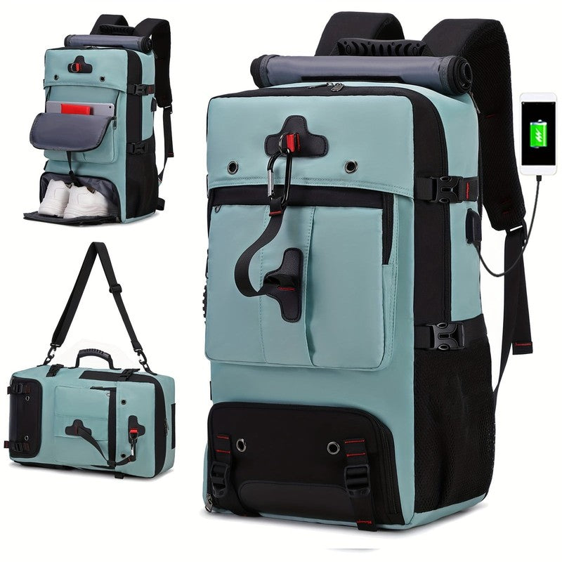 A 50L Large Capacity Hiking Backpack, Outdoor Camping Backpack, Convertible Shou11