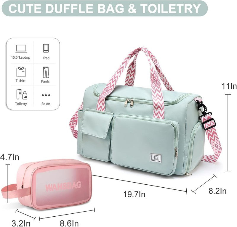 Women Gym Duffle Bag Travel Weekender Carry On w/ Shoe Compartment1