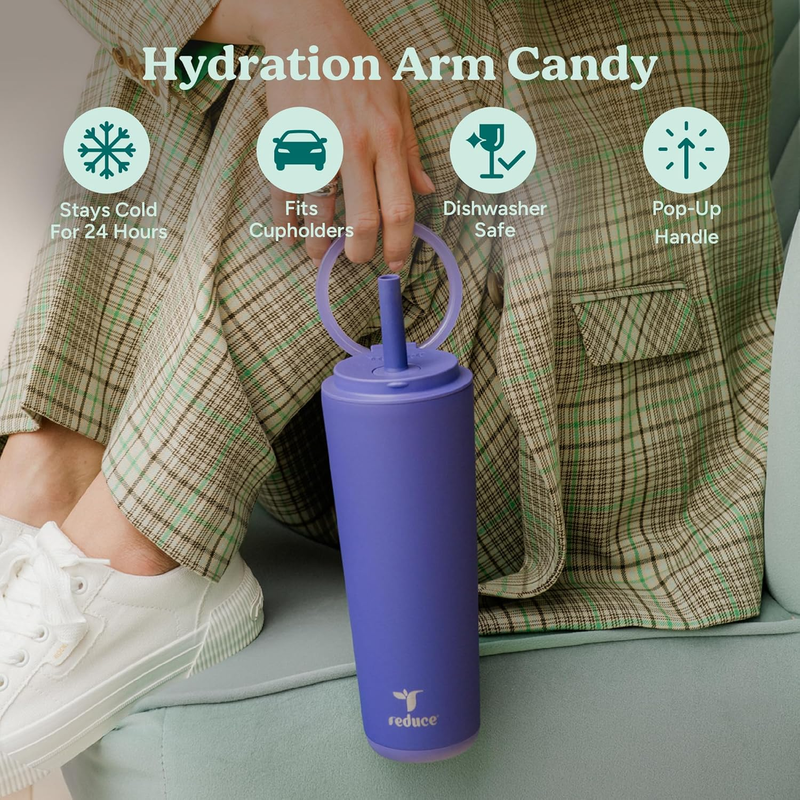 24oz Stainless Steel Insulated Tumbler Spill Proof Flip Lid Cold 32H Lilac Bud2