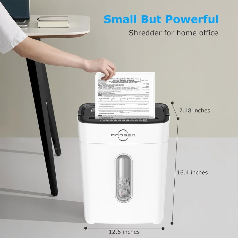 Compact 8-Sheet Cross Cut Shredder for Home Office with 4 Gal Bin, White6