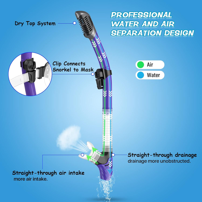 Dry Snorkel Set,Panoramic Wide View Anti-Fog Scuba Diving Mask,Professional Snor2