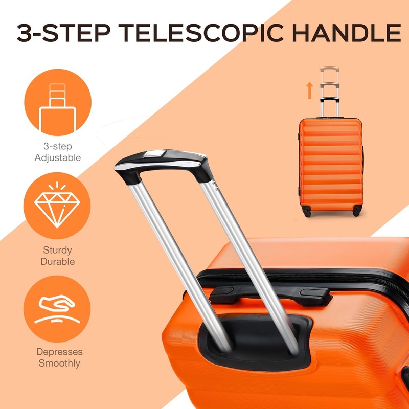 10 Piece Luggage Set Hardside Spinner Suitcase 28 24 20 Inch Backpack Orange5