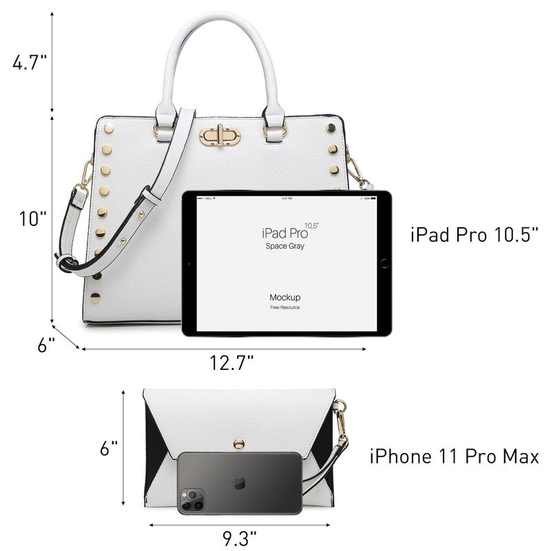 Women Satchel Handbag Shoulder Tote Work Bag with Matching Wallet4