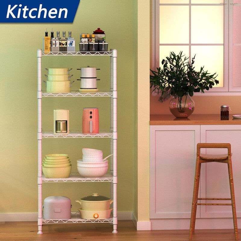 Adjustable 5 Wire Metal Shelving Rack for Laundry, Kitchen, and Closet Storage1