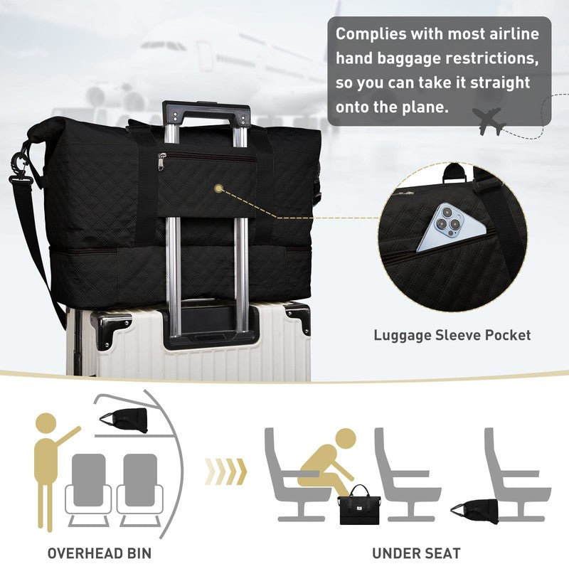 Travel Duffle Bag Weekender Bags for Women with Shoe Compartment Carry on Overni1