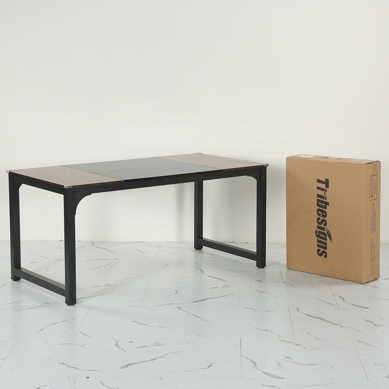 63x31.5'' Modern Computer Desk Large Office Writing Desk Vintage Black Metal8