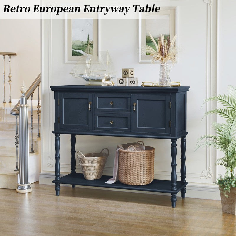 42” Farmhouse Modern Console Table Entryway w/ Storage Shelf Navy Blue6
