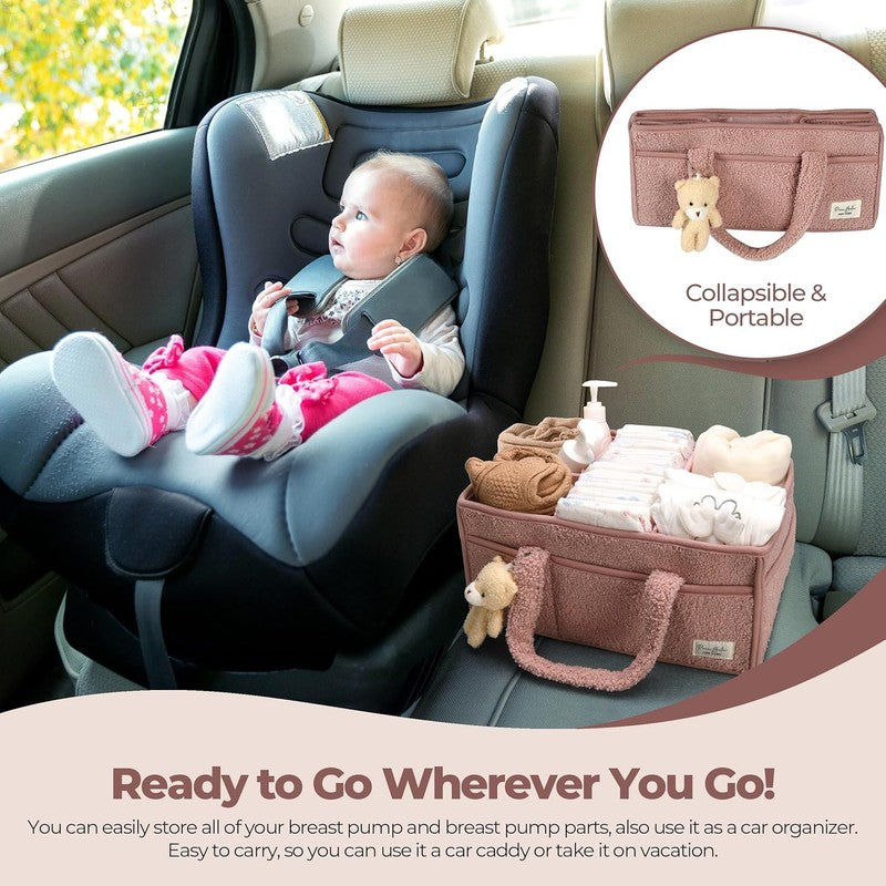 Baby Diaper Caddy Organizer with Handle, Boy & Girl Shower Gift Basket, Portable5