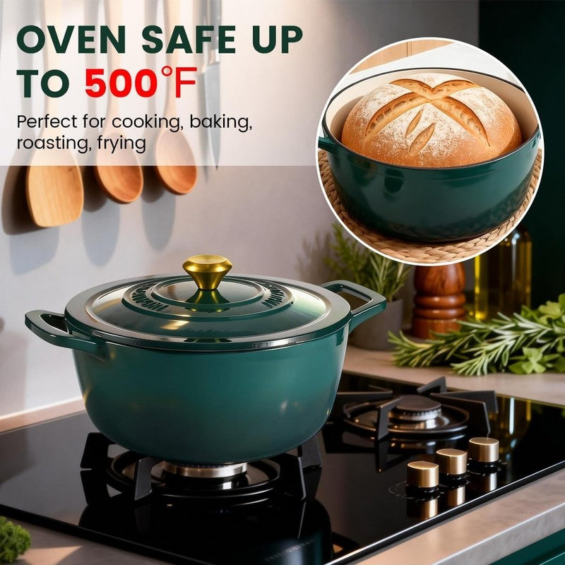 5QT Cast Iron Dutch Oven w/ Lid Sourdough Bread Baking Pot3