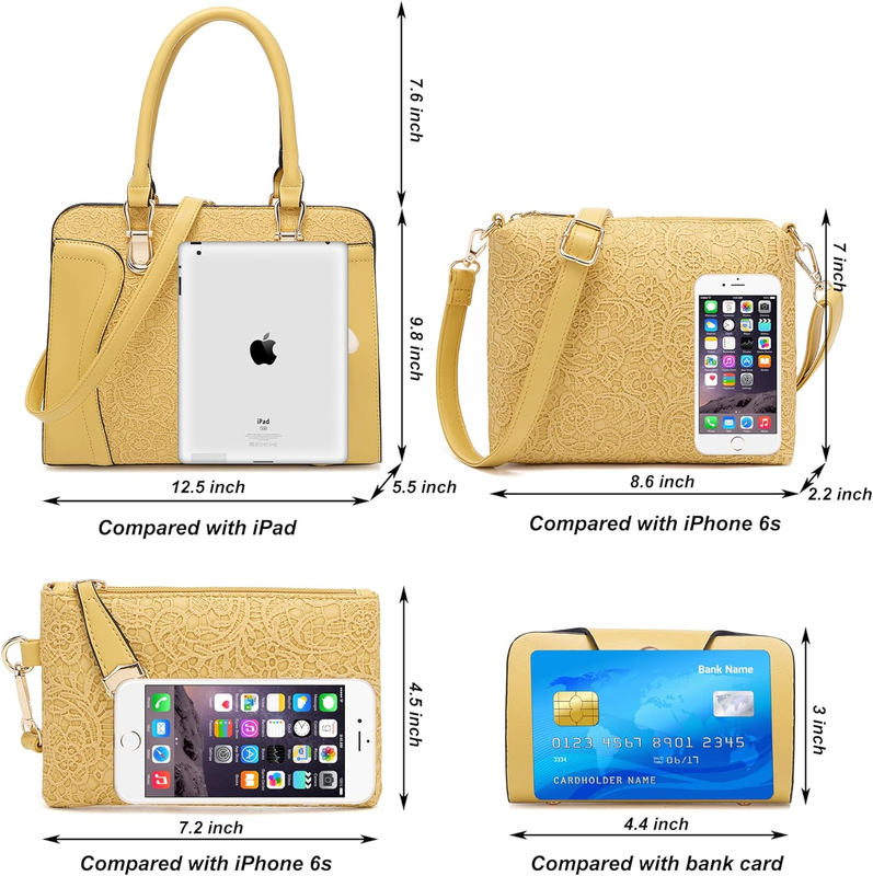 Women Fashion Handbag Set 4PCS Tote Shoulder Top Handle Satchel Purse2