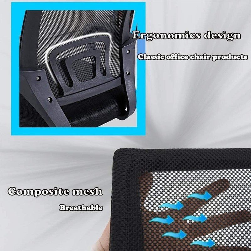 Ergonomic Mesh Office Chair with Lumbar Support   Adjustable & Swivel (Black)4