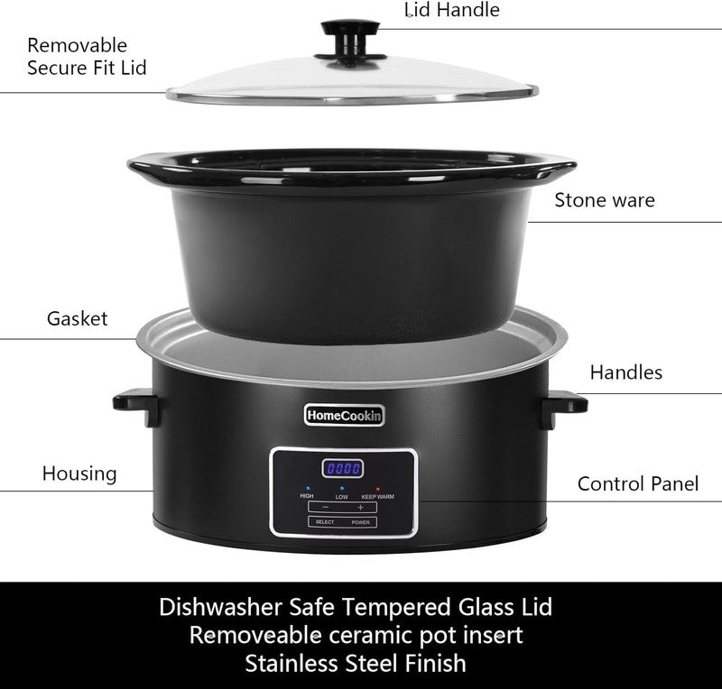 8Qt Programmable Slow Cooker Black Stainless Steel Kitchen Appliance3