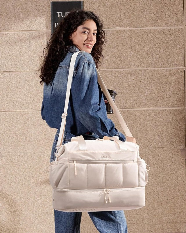 Travel Duffel Bag Women Weekender 38L Overnight w/ Shoe Compartment 2Pc1