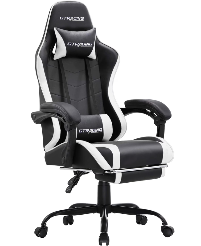 Ergonomic Gaming Office Chair GTWD 200 Adjustable Pillows Footrest White10