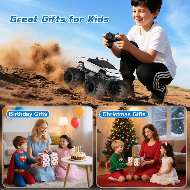 Amphibious Remote Control Monster Truck   4WD All Terrain RC Car for Kids 6+7