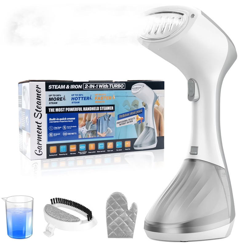 1300W Handheld Clothes Steamer, 260ML Tank, Portable Travel Steamer   White0