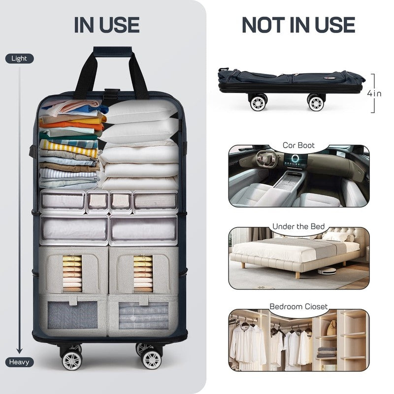 30" Expandable Rolling Duffle Bag Foldable Travel Luggage for Home Storage Movin2