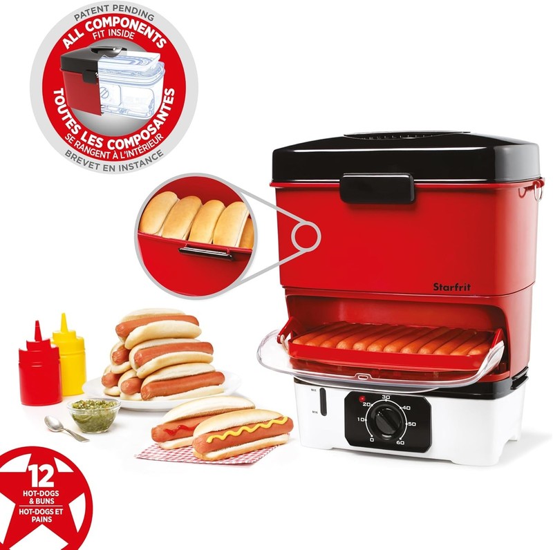 Electric Hot Dog Steamer 12 Dogs Cooker Nestable Easy Storage3