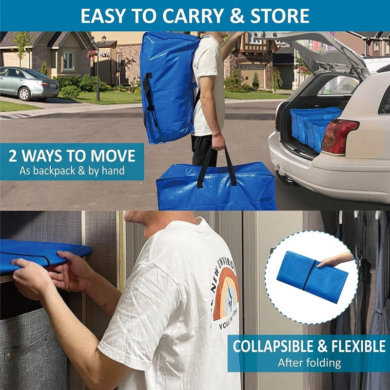 4 Packs Heavy Duty Extra Large Moving Bags with Backpack Straps & 6 Packs Shoe B3