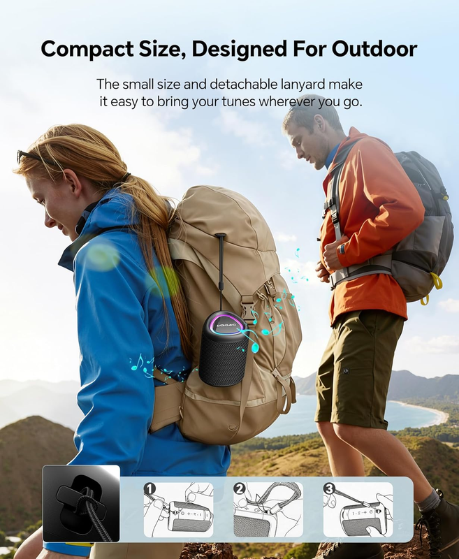 Portable Bluetooth Speaker IPX5 Waterproof BT 5.3 TWS Outdoor Travel3