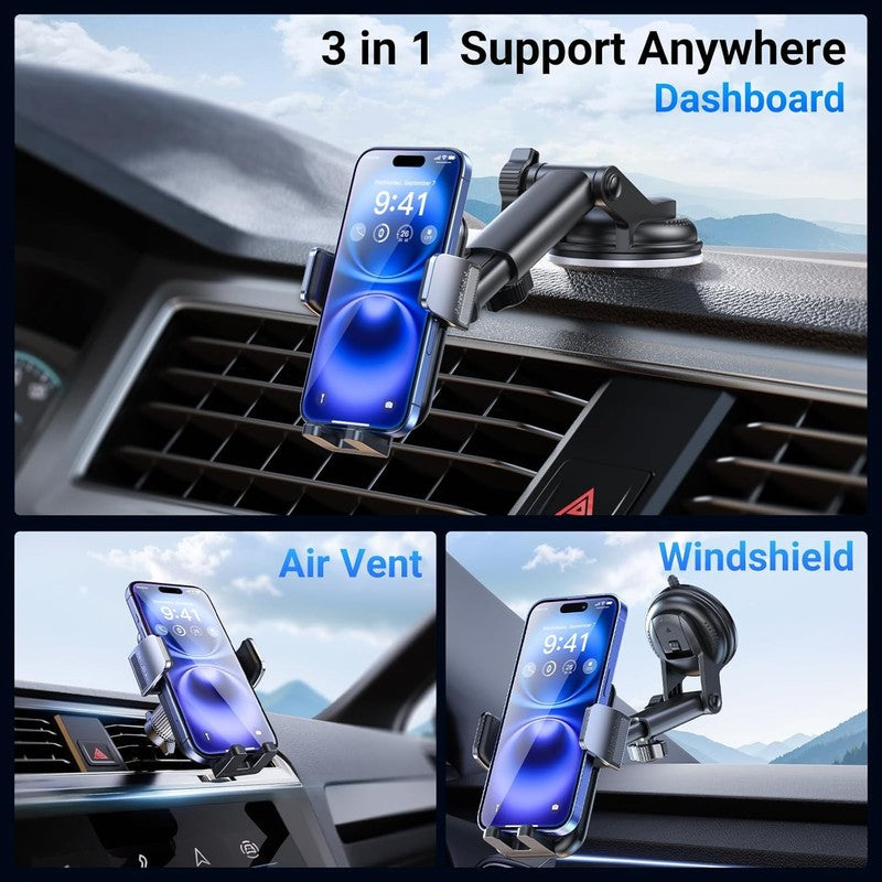 3 in 1 Car Phone Holder Mount 360° Adjustable Dashboard & Vent Cell Phone Holder1