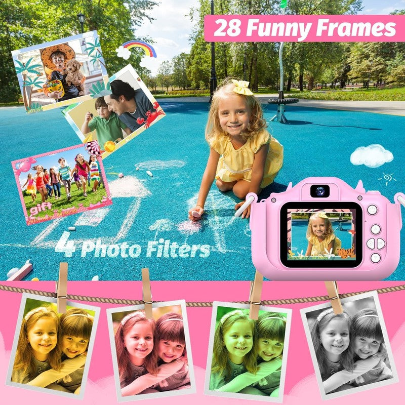 Kids Selfie Digital Camera Toy w/ Protective Cover 32GB SD Card Ages 3 92