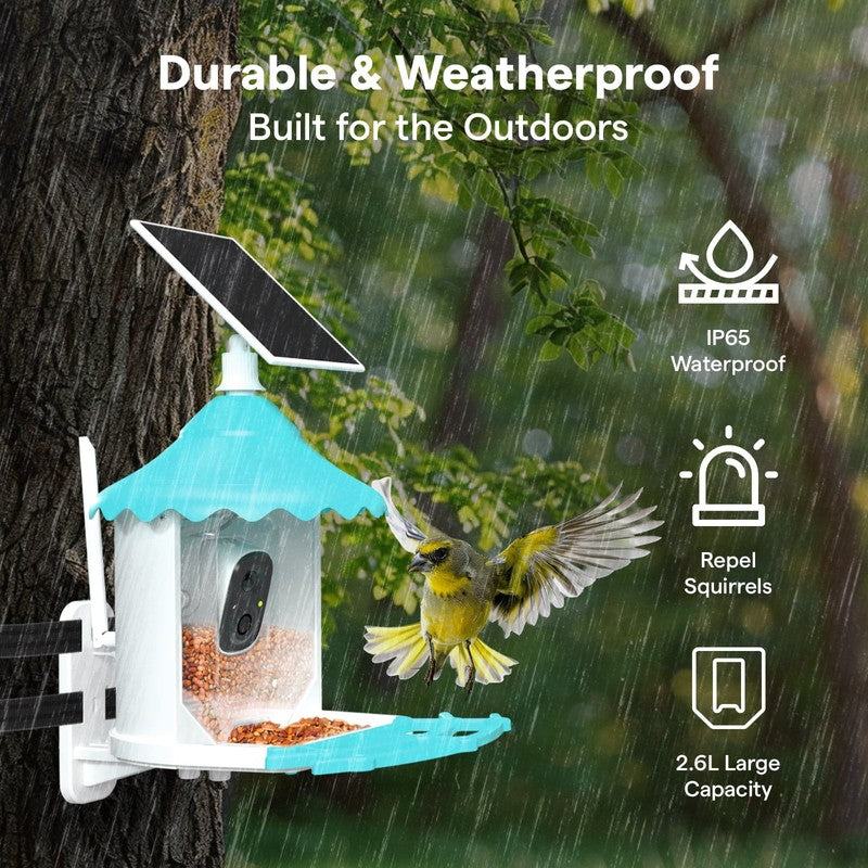 Solar Smart Bird Feeder w AI Camera Squirrel Deterrent Bird Songs Recognition1