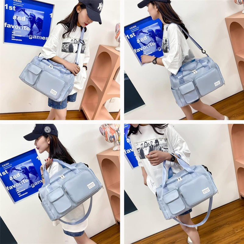 Women Gym Duffle Bag Travel Weekender Carry On w/ Shoe Compartment1