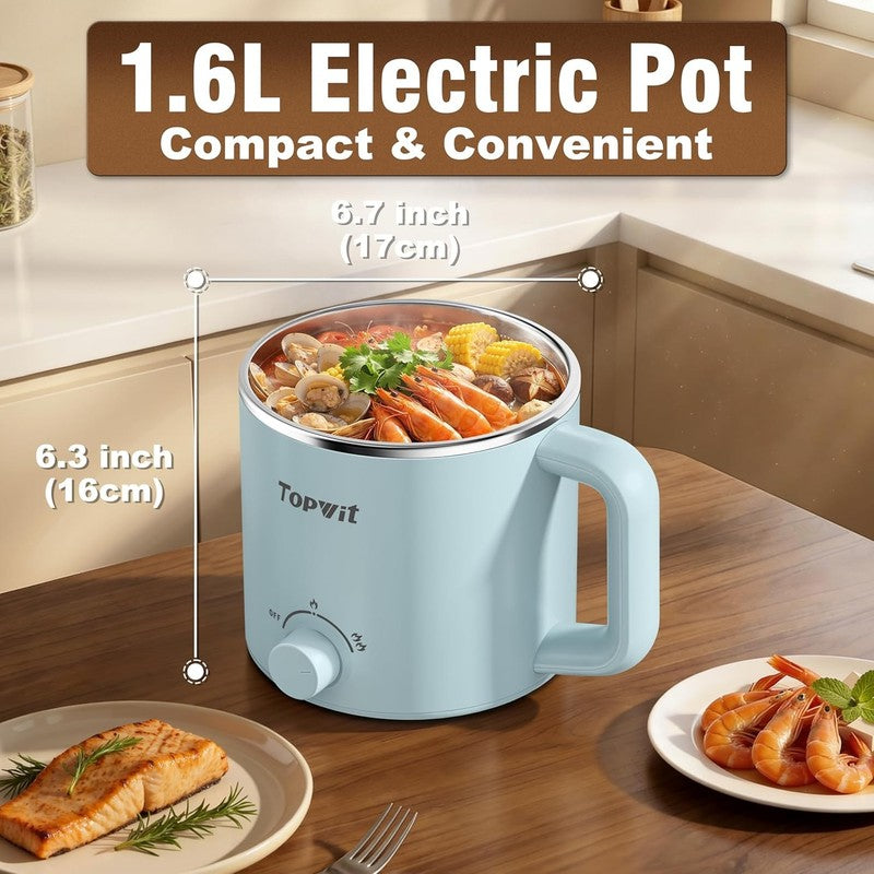 1.6L Electric Hot Pot Ramen Cooker Multifunctional Boil Dry Protection Blue2