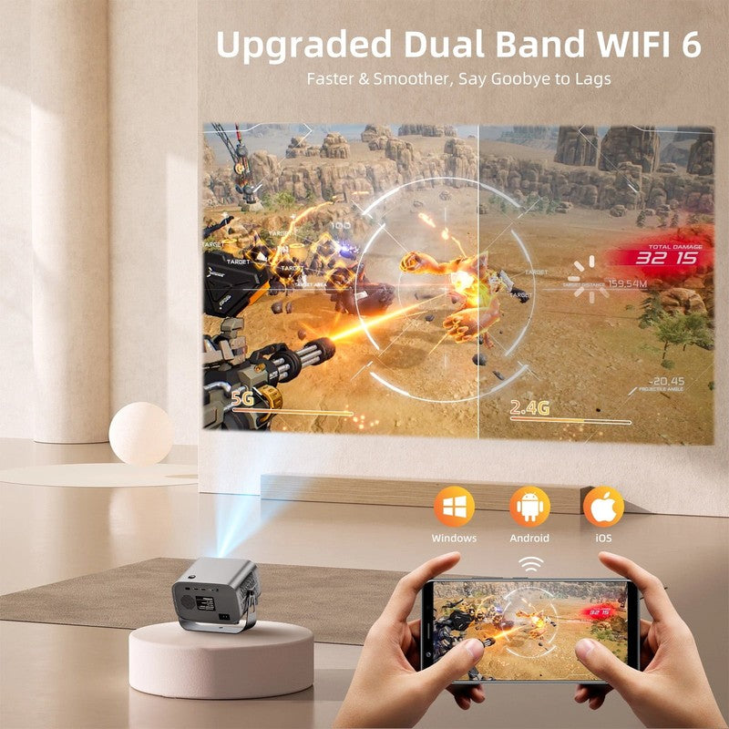 Smart Projector, Native 1080P with 4K Support, Wifi Bluetooth, Auto Focus, Keyst3