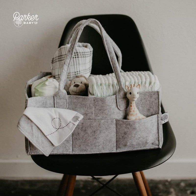 Parker Baby Diaper Caddy Nursery Storage Bin & Car Organizer Gray5