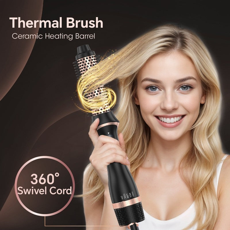 Hair Dryer Brush, Black Blow Dryer Brush, Curly, Dry, Oval Hot Air Brush4