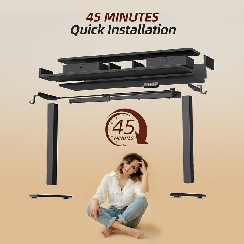 48x24 Standing Desk w/ 2 Drawers Adjustable Electric Sit Stand Black7