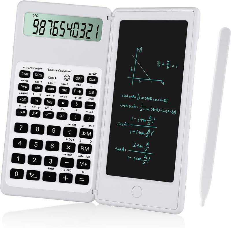 Scientific Calculators for Students, White Math Calculator with Notepad,10-Digit7