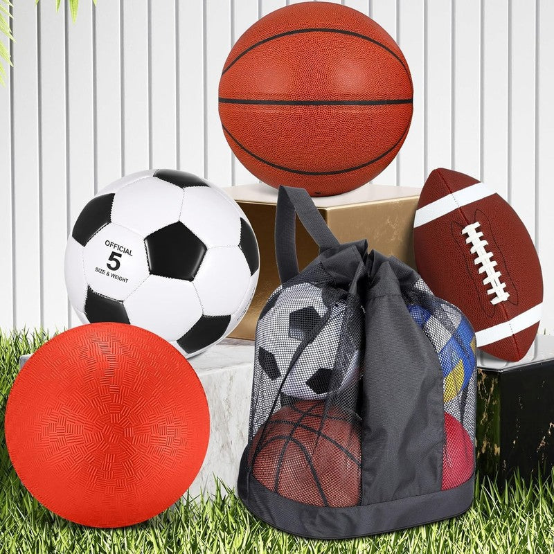 4 Pcs Sports Balls Set for Teen Adult, Include Official Size Basketball Soccer F3