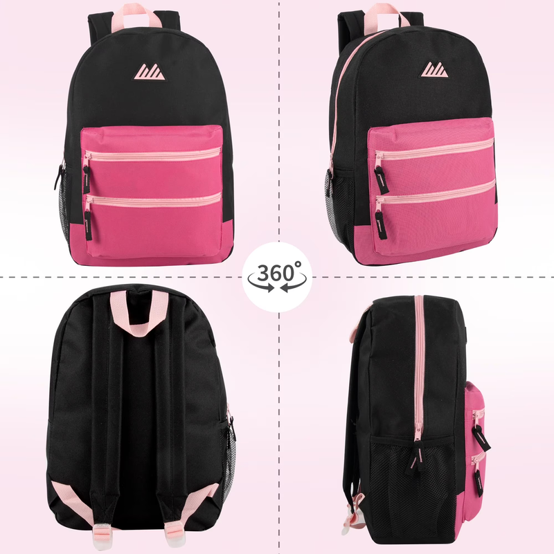 Black Red Multipocket Backpack 17" Travel School Commuter3